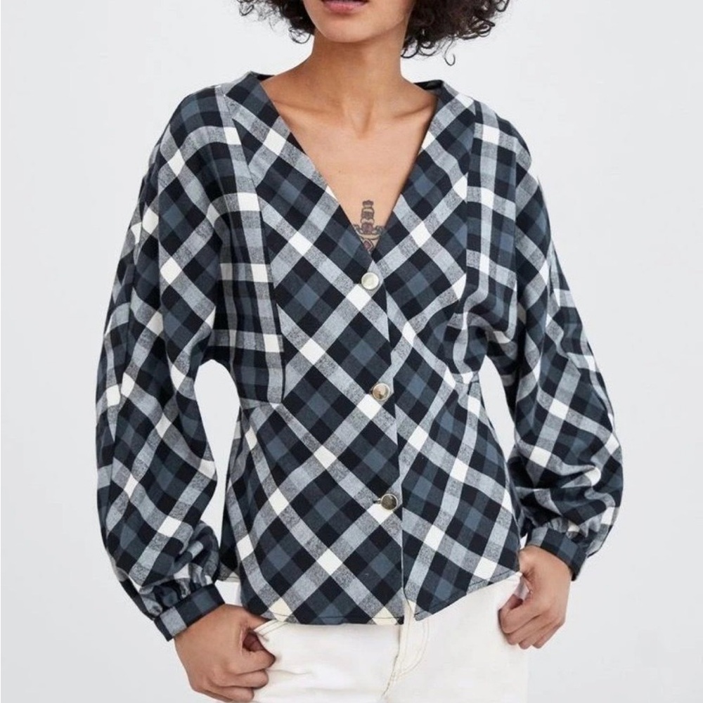 Zara Checkered Button-Down Shirt